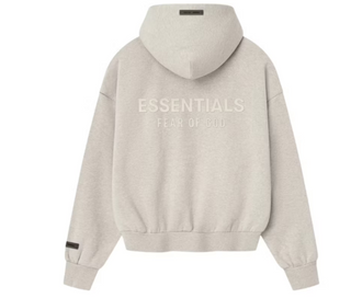 Fear of God Essentials Classic Full Zip-Up Hoodie Heather Stone