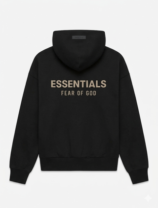 Fear Of God Essentials Classic Full Zip-Up Hoodie Jet Black/Bronze