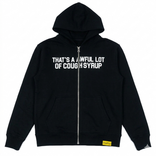 That's A Awful Lot Of Cough Syrup Classic Logo Zip Up Hoodie Black/White
