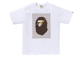 BAPE Sta Houndstooth Ape Head Tee White/Brown