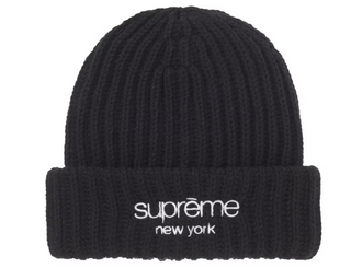 Supreme Chunky Rib Classic Logo Beanie Black
