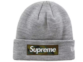 Supreme New Era Box Logo Beanie (FW23) Heather Grey