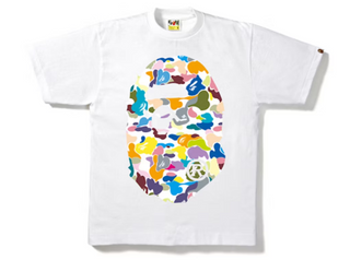 BAPE New Multi Camo Big Ape Head Tee White