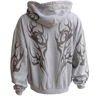 Hellstar Tribal Flame Zip Up Hoodie Grey