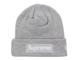 Supreme New Era Box Logo Beanie (FW24) Heather Grey