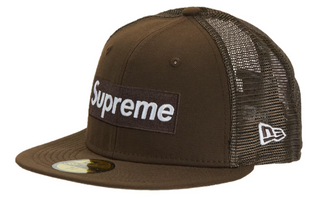 Supreme Box Logo Mesh Back New Era Brown