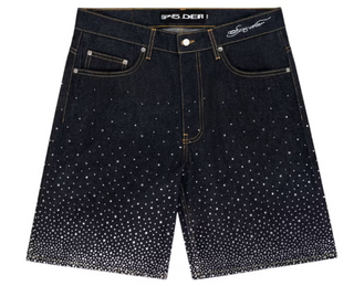 Sp5der Star Dust Denim Shorts Indigo