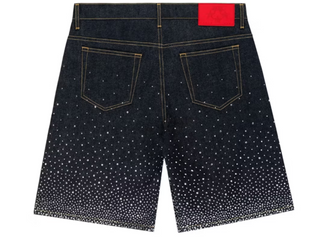 Sp5der Star Dust Denim Shorts Indigo