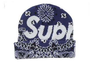 Supreme Bandana Big Logo Beanie Blue