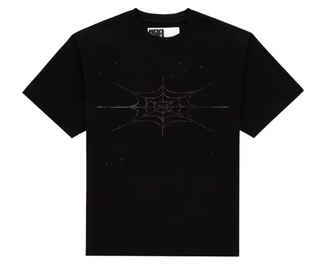 Sp5der Rhinestone Silk Tee Black