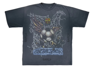Travis Scott X FC Barcelona Washed Spray Logo Tee Black