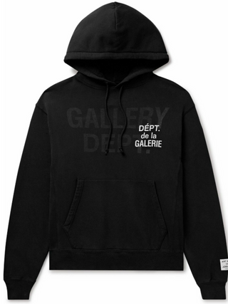 Gallery Dept. Logo Print Cotton Jersey Hoodie Black
