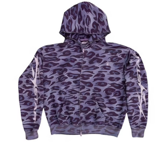 Hellstar Cheetah Zip Up Hoodie Purple