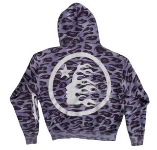 Hellstar Cheetah Zip Up Hoodie Purple
