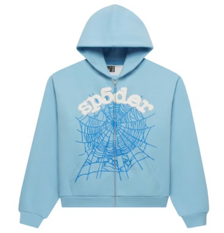 Sp5der OG Web Zip Up Hoodie (SS26) Sky Blue