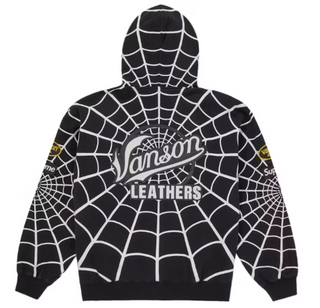 Supreme Vanson Leathers Spider-Man Zip Up Hooded Sweatshirt Black
