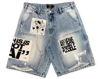 Mixed Emotions Ai Denim Shorts Blue