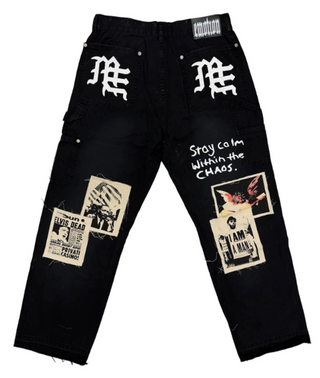 Mixed Emotions Newspaper Pants Black