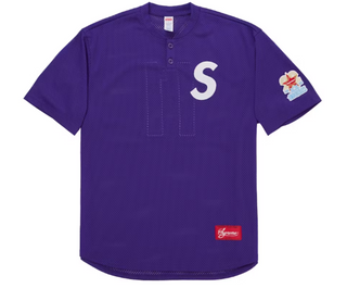 Supreme Los Angeles Shop S Logo Baseball Henley Purple