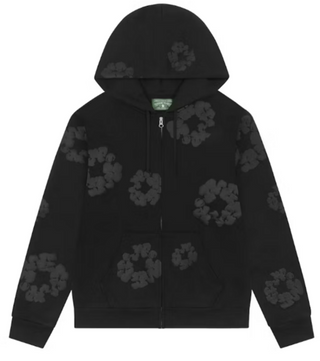 Denim Tears Mono Cotton Wreath Zip Hoodie Black