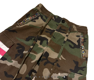 Brainwashed Americana Camo Pleated Rhinestone Shorts