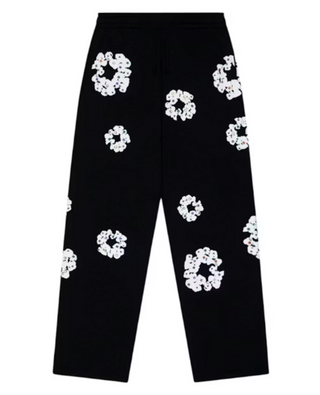 Denim Tears Rhinestone Cotton Wreath Sweatpants Black