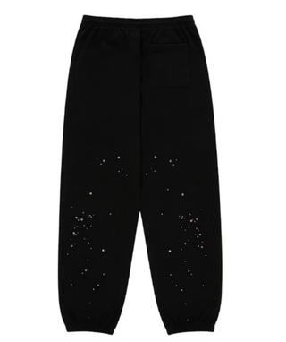Sp5der Rhinestone Silk Sweatpant Black