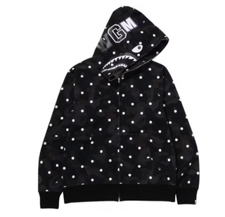 Bape ABC Dot Shark Full Zip Hoodie Black