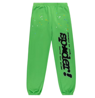 Sp5der Punk V2 Rhinestone Sweatpants Bright Green