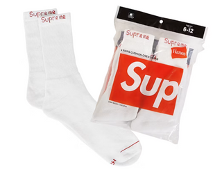 Supreme Hanes Socks (4 Pack) White