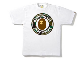 BAPE 1st Camo Busy Works Tee White/Green