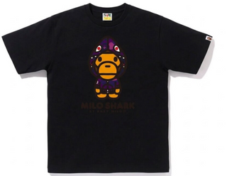 BAPE A BATHING APE Color Camo Milo Shark FZH Tee Black/Purple