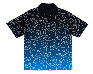 Asaali Laugh Now Cry Later Gradient Button Up Blue