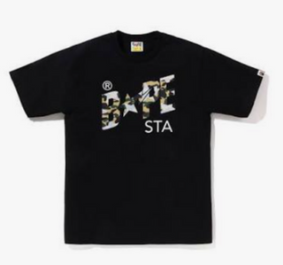 BAPE A Bathing Ape Sta Over Print 1st Camo BAPE Sta Tee Black/Yellow