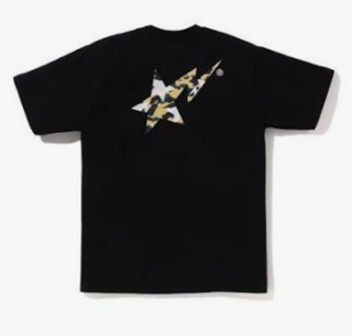 BAPE A Bathing Ape Sta Over Print 1st Camo BAPE Sta Tee Black/Yellow