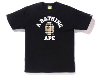 Bape Check College Tee Black/Beige