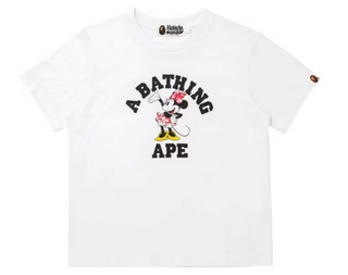 BAPE X Women's Disney Minnie Mouse College Mini Tee White