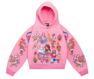Righteous Risen King Cropped Zip Pink