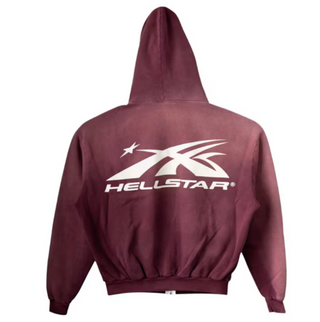 Hellstar HS Logo Zip Up Hoodie Burgundy