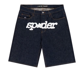 Sp5der V3 Logo Denim Shorts Indigo