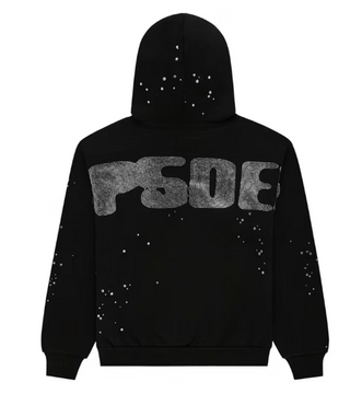 Sp5der Rhinestone Silk Hoodie Black