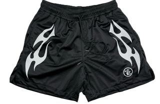 Hellstar Mesh Flame Shorts Black/White