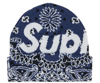Supreme Bandana Big Logo Beanie Blue
