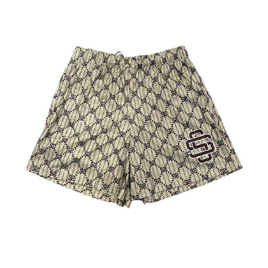 Monogram Mesh Shorts Tan